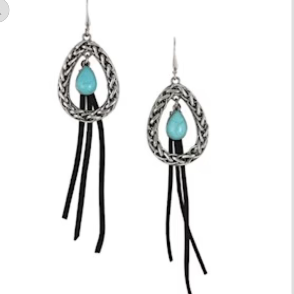 Justin Boots Silver And Blue Teardrop Earrings W Fish Hook Back New 18$